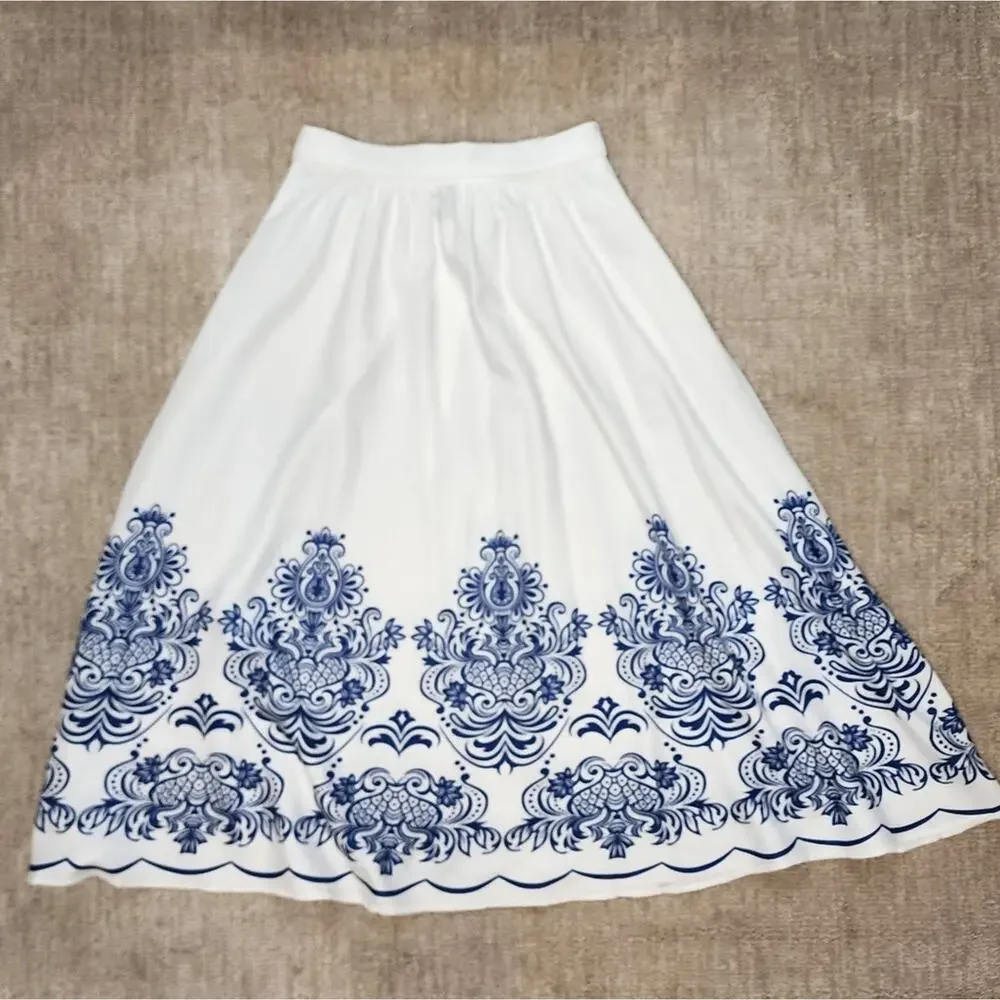 🌻3 for $18 Shein Blue and White Midi Skirt